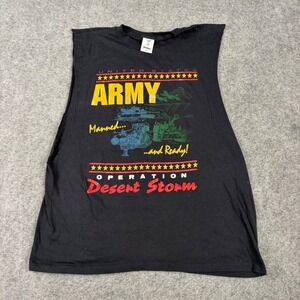 Jostens Muscle Tee Mens Large Vintage 90s US Army Operation Desert Storm Black